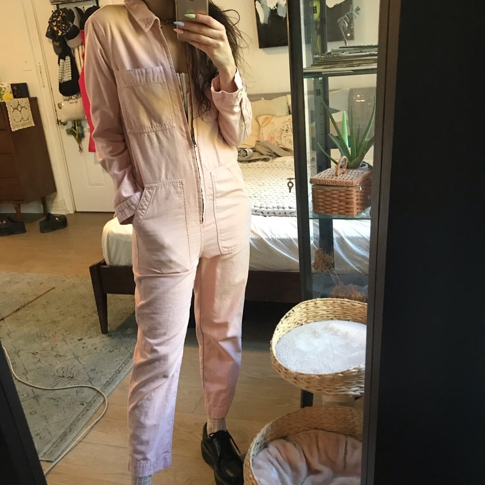 Pink Madewell Zip-Front Coverall Jumpsuit